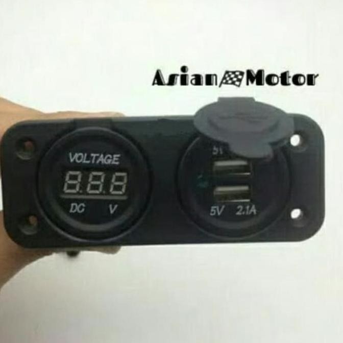 Promo Casan Hp Motor Charger USB + Voltmeter Nmax Vario 125 150 Vixion Dll COD
