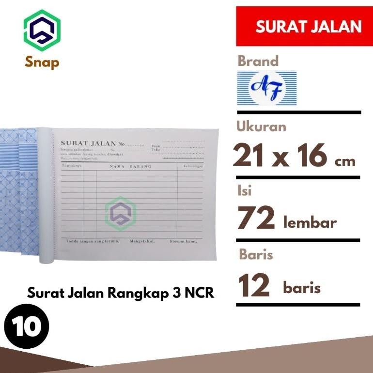 

Surat Jalan Rangkap 3 AF 3 Ply 72 Lembar Per 10 Buku SV9