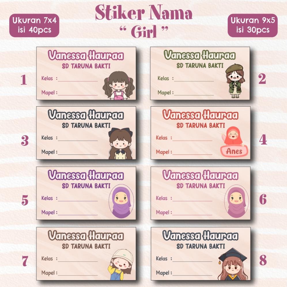 

Stiker Nama Custom Pelajaran / Stiker Nama Sekolah / Stiker Nama Buku / Sticker Name SV9