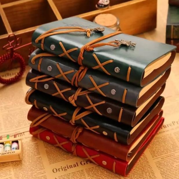 

Binder Buku Tulis NotCatatan Cover Kulit Retro Kertas A6 Model Compas -brown SV9