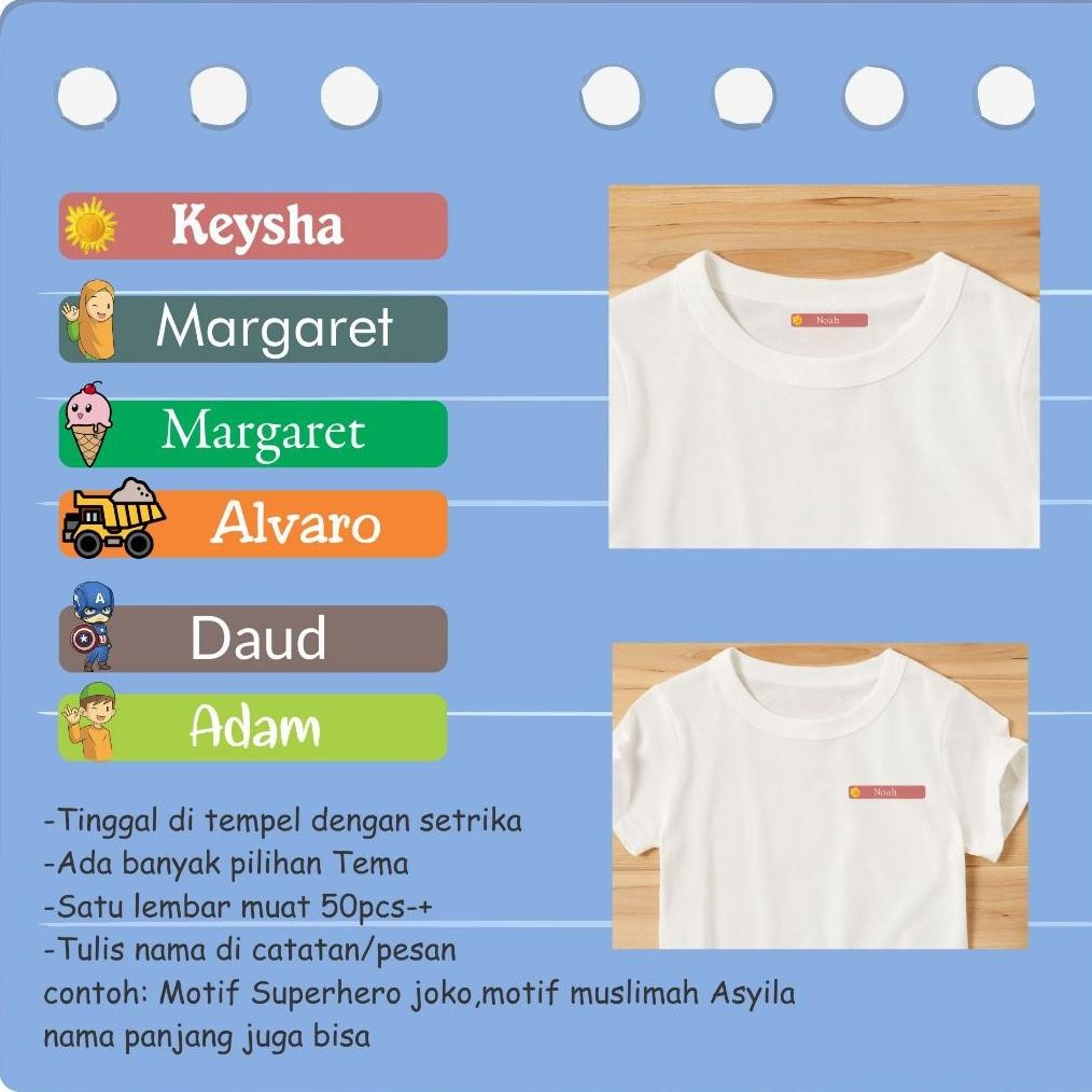 

50PCS STIKER KAIN Nama Anak/ Sablon Strika SV9