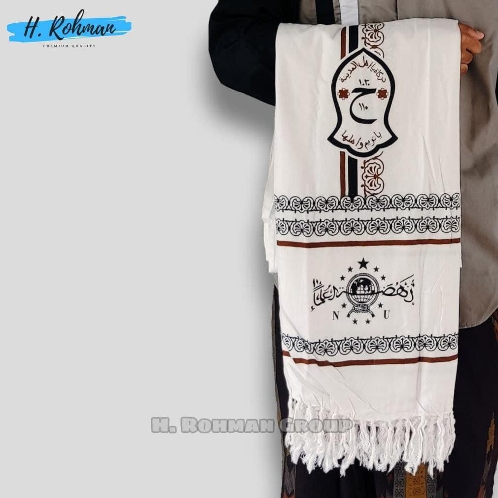 Sorban Batik Habaib Motif Logo NU Nahdlatul Ulama Surban Hijau Kashmiri Rida Yamani Persegi Panjang 