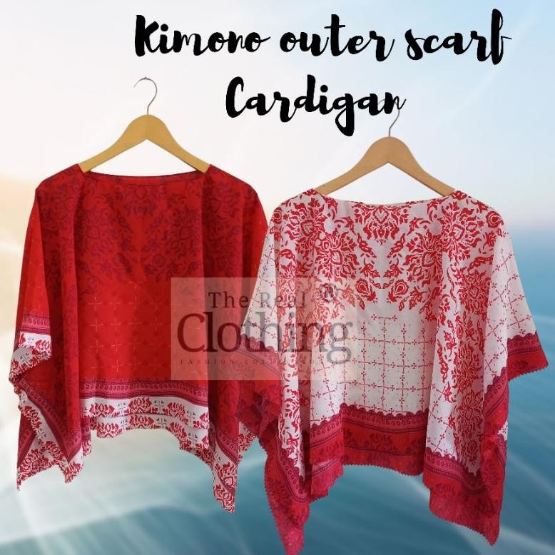 | COD | Kimono Outer Scarft Cardigan Motif Merah Putih/ Batwing Outer Scarft Kardigan Terbaru AST
