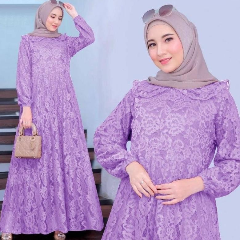 Mc_12 Dyllon Fashion - Alila Dress Maxi Brokat Lace Prmium Size M-Xxxl Dressmaxi Kondangan Dress Cou