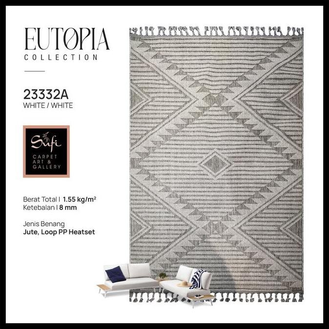 Karpet Lantai Anyaman Minimalis Bermotif Design Turki Eutopia 160x230