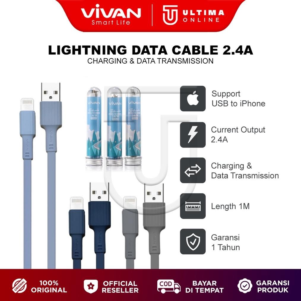Vivan Kabel Data Lightning Ctl100S Charger Iphone Fast Charging 2.4A