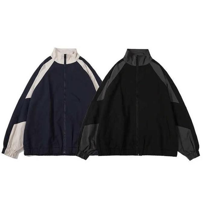 Jeket Vintage Varsity Motocircle Hip Hop Crewneck Parasut Windproof (Best Quality)