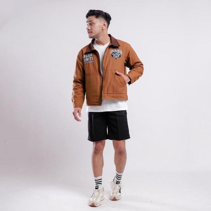 Bgsr Jaket Kulit Pria Work Jacket Varsity Cowo Cowok Motor Vintage Premium Tebal Import Terbaru 2024