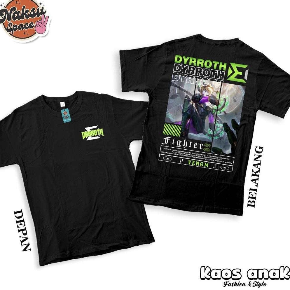 Promo Kaos Anak Kaos Mobile Legends Hero Dyrroth Skin Venom Baju Distro Moba Katun Combed 30S