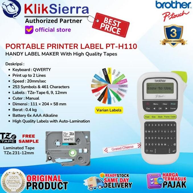 

Printer Label Brother Pt-H110 | Pth110 - Portable Label Printer Stiker - Handy Label Maker With Max 12Mm Tze Laminated Tape Sticker Waterproof Tze-231 | Tze-631