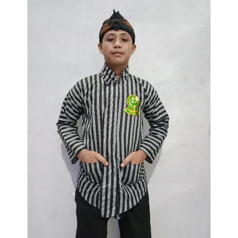 kemeja lurik pria dewasa#baju jawa pria dewasa sorjan lurik#tenun lurik jawa