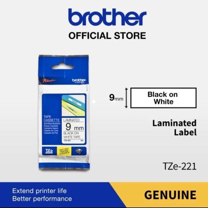 

Brother Label Tape Tze 221,Black On White 9Mm Co