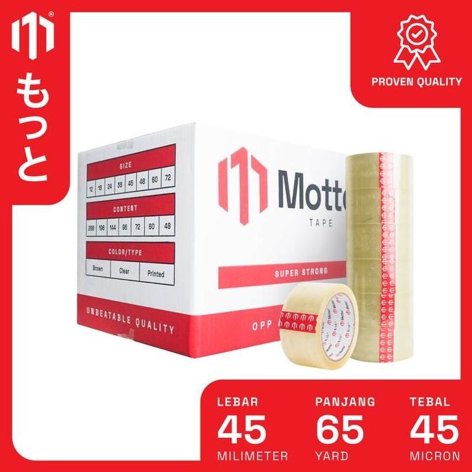 

Lakban 45Mm X 65 Yard Bening - Dus (72 Pcs) - Motto Opp Tape Co