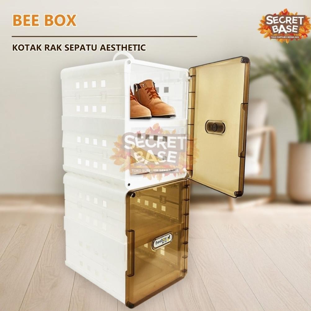 Bee Box - Lemari Plastik Susun Dapur Minimalis / Kotak Rak Sepatu Aesthetic Lipat Susun Viral