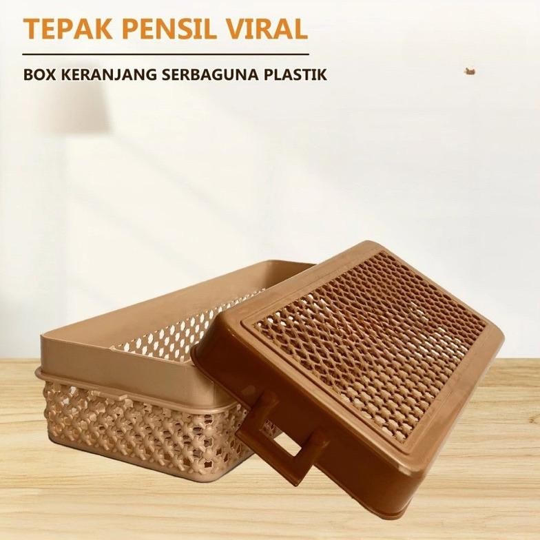 

Joeraganlapak Tepak Pensil/Sabun Viral - Kotak Penyimpanan Tutup Keranjang Peralatan Sekolah Mandi Pencil Case Box Serbaguna Plastik Lubang Trend