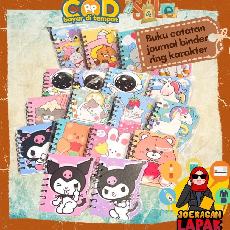

JoeraganlapakBuku Catatan Binder Ring Journal Karakter Mini Notes Kartun Kuromi Bts Alien Bear Unicorn Cat Ready