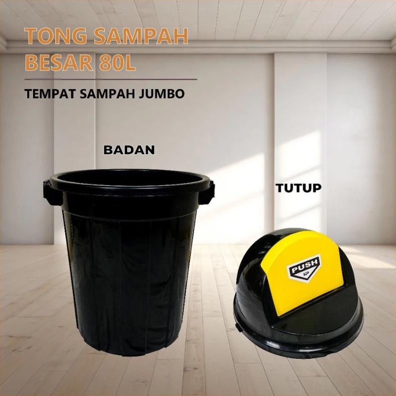 Tong Sampah Besar 80L - Tempat Sampah Besar Jumbo Luar Ruangan Oitdoor Indor Dalam Kotak Bak Timba T