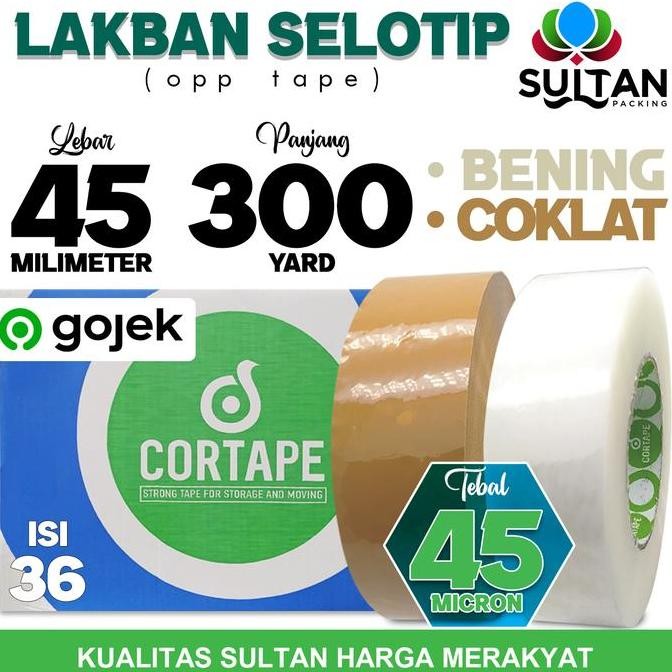 

Lakban Isolasi Solatip 45Mm X 300Y Opp Tape Cortape Varian Ojol / Dus Co