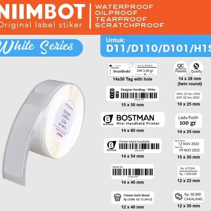 

White Thermal Label Printer Sticker Niimbot D11 D110 Refill Label Niimbot - Plain White - 15mm x 30mm