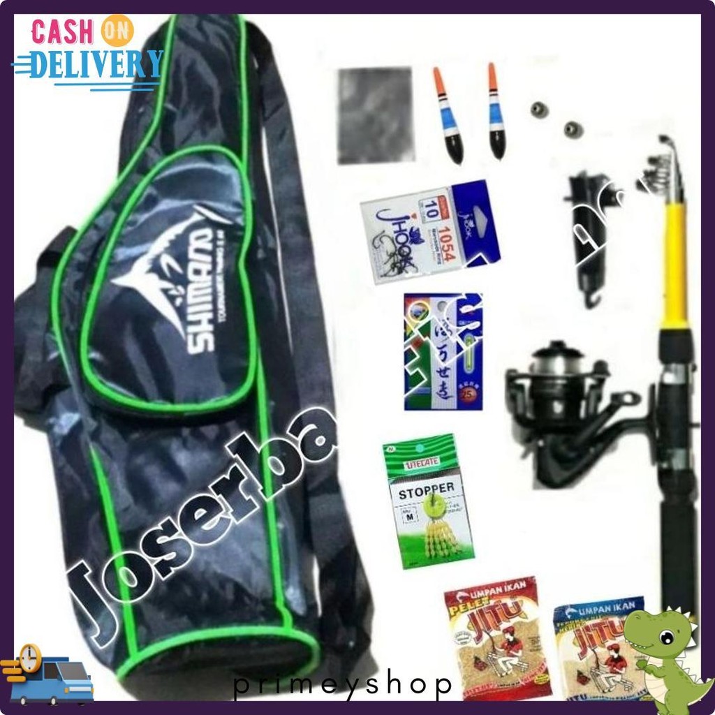 Paket Komplit 1 Set Alat Pancing Bonus Tas Pancing 60 Cm Lengkap Siap Strike Diskon