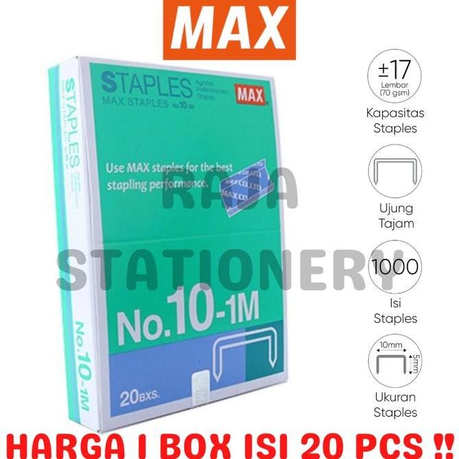 

MAX STAPLES NO.10 STEPLES STEPLER HEKTER MAX KECIL NO.10-1M 20PCS