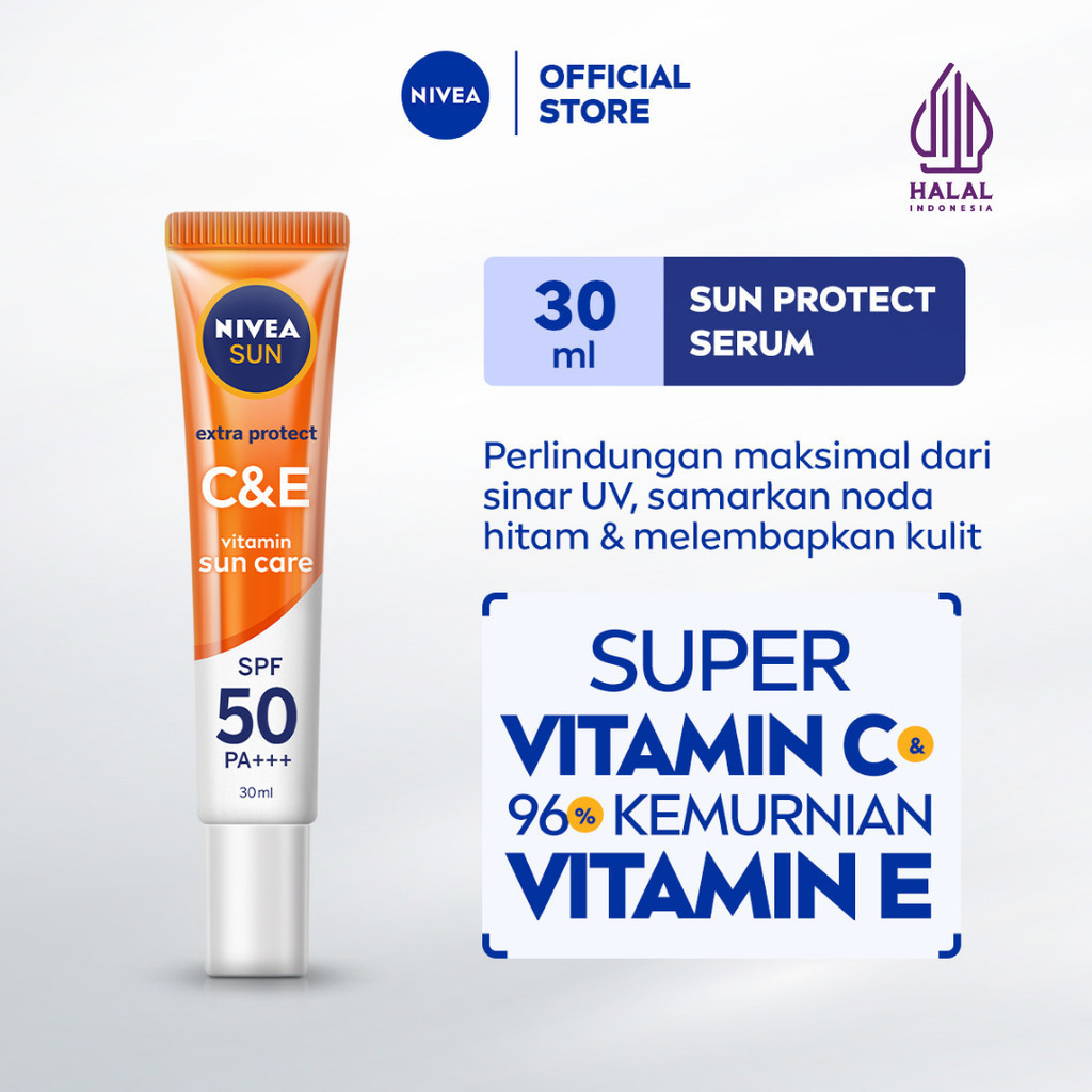 NIVEA SUN Sunscreen Face Serum Extra Protect C&E SPF50+ PA+++ 30ml - Sunscreen wajah serum sunblock 