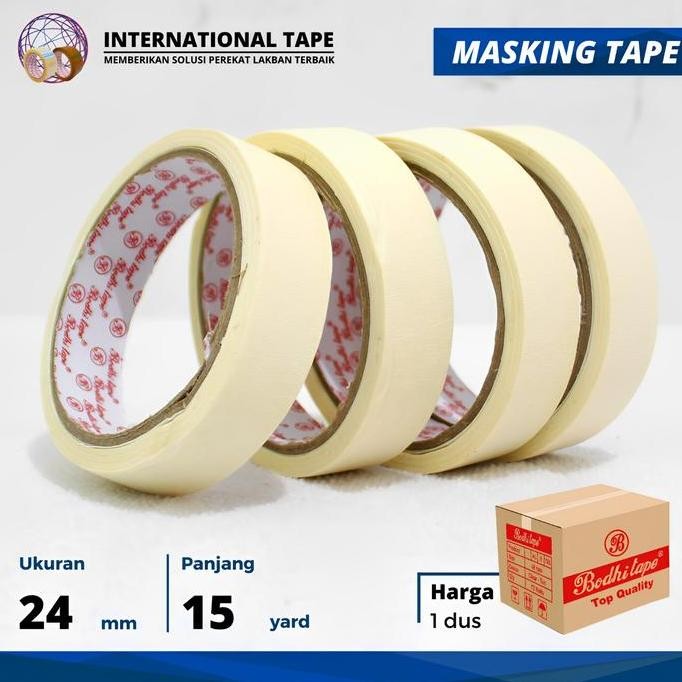 

MASKING TAPE 1 INCH x 15 YARD BODHI TAPE/ LAKBAN KERTAS/DUS ISI 96ROLL