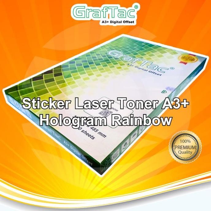 

Graftac Sticker Vinyl Hgram RainbowA3+ Stiker Digital Print Laser Anti Air Tidak Mudah Sobek PACK