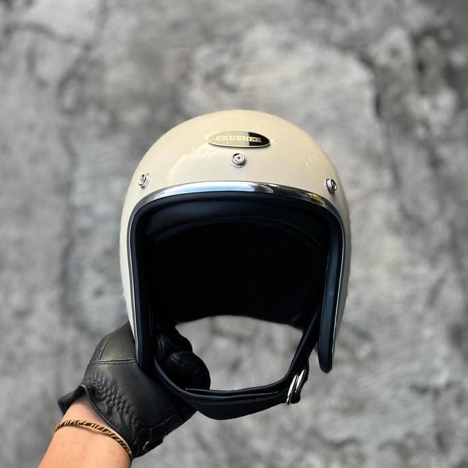 TERMURAH - Helm Slimhead TX 500 Putih Tulang Glossy Helm Chopper Japstyle Retro