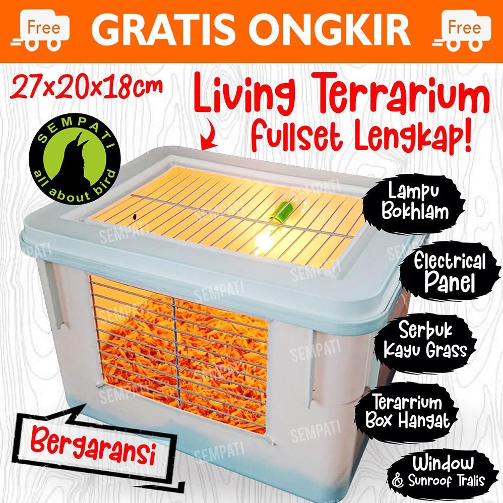 SEMPATI Box Kotak Ternak BurungTerrarium Fullset Plus Lampu Kotak Ternak Breeding Burung Parrot Love
