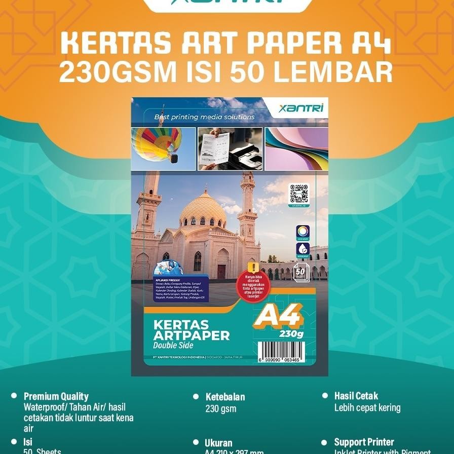 

Xantri Kertas Art R A4 230Gsm Isi 50 Lembar Kertas Art Karton Cartoon Printer A4