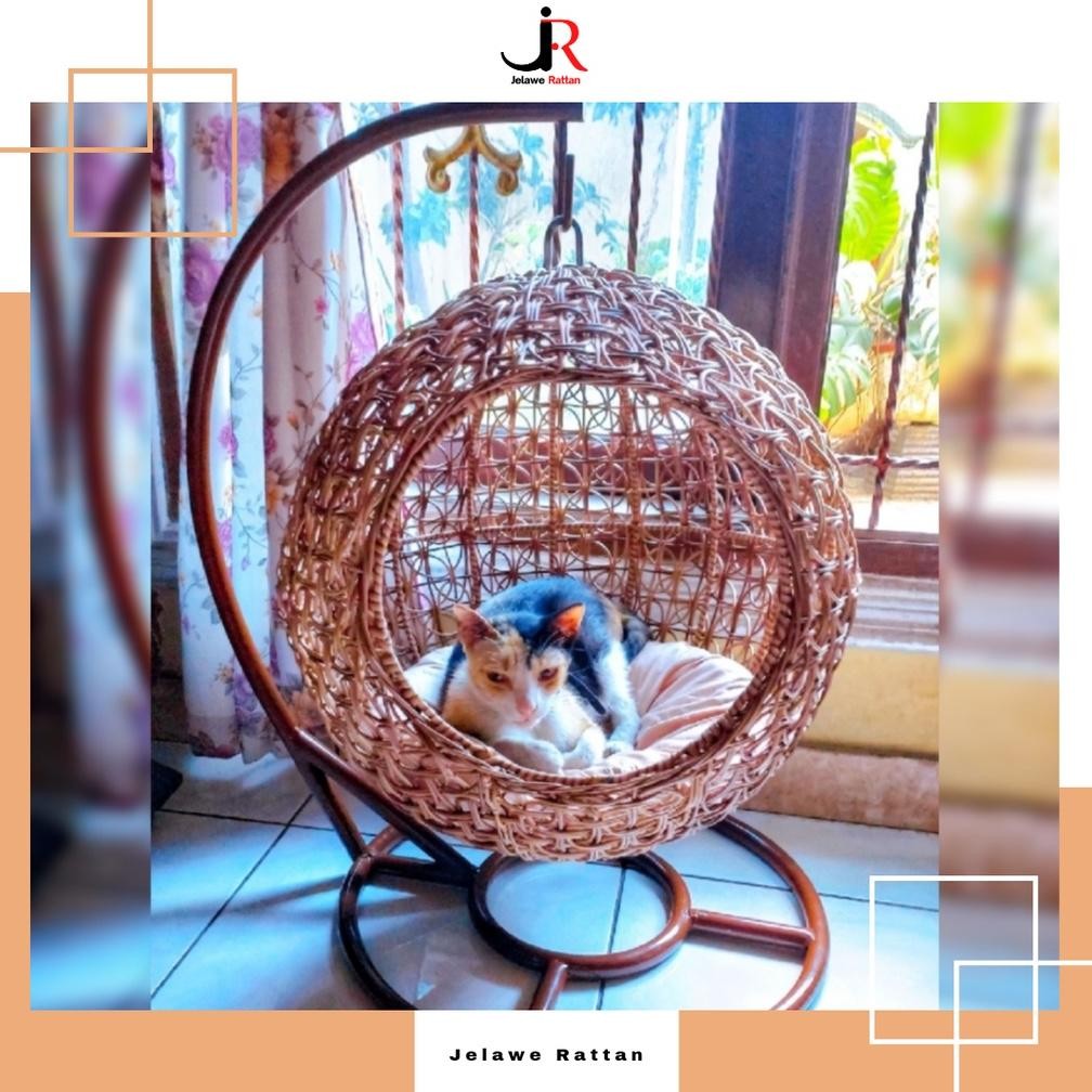 Ayunan Kucing Gantung Rotan Sintetis Hammock Hewan Anjing Peliharaan Kesayangan AST