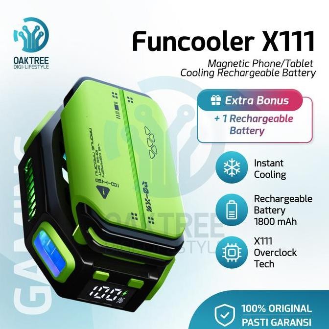 Oaktree Funcooler X111 Fan Cooler Radiator Pendingin Hp Tablet Rechargeable Battery