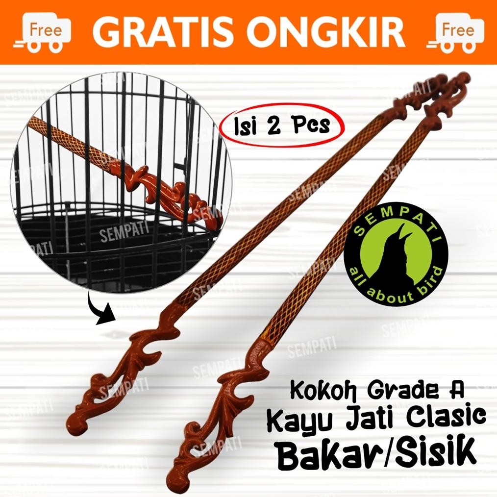 SEMPATI Tangkringan Konin Bakar Isi 2 Motif Sisik Ular Salak Nanas Ujung Ukir Tangkringan Sangkar Ka