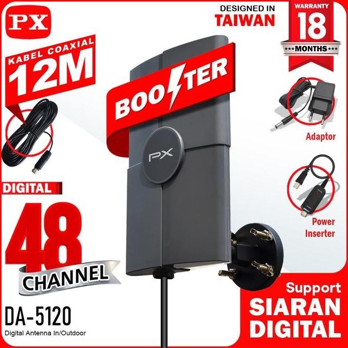 Antena Tv Px Da-5120 - Antena Tv Px Da-5200 Indoor / Outdoor - Antena Digital Analog + Kabel 12 Mete
