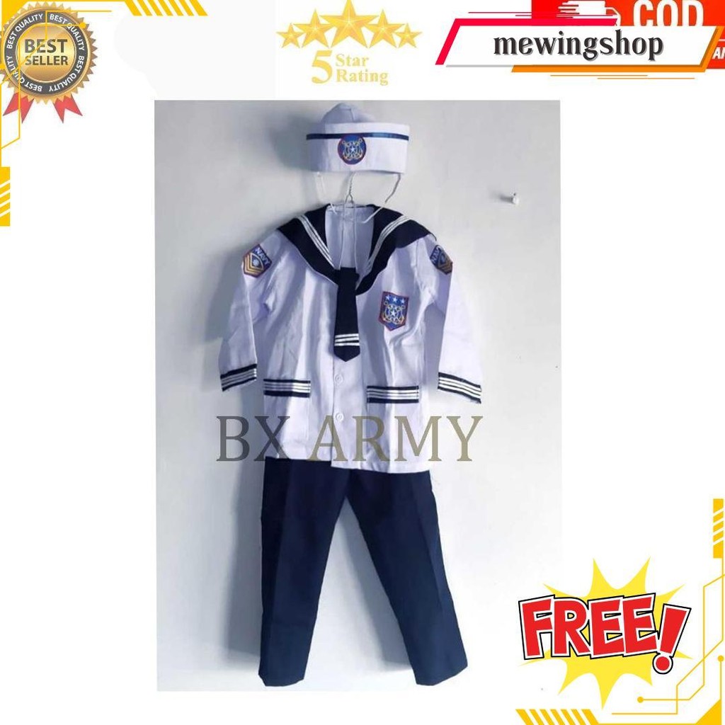 Baju Seragam   Profesi  Pelaut Anak Tk | Kostum Popaye Anak Seragam Pelaut Anak Berkualitas Seragam 