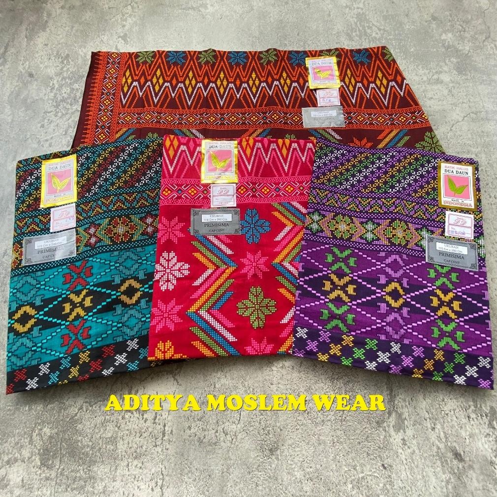 Sarung Batik Cirebonan Dua Daun Cap Cent Motif Songket | Sarung Cewek Wanita Perempuan Santri Santri