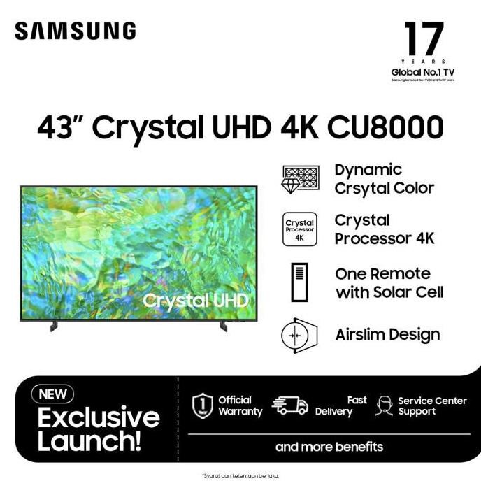 TERMURAH - Samsung UHD 4K Smart TV 43" TU8000 - UA43TU8000