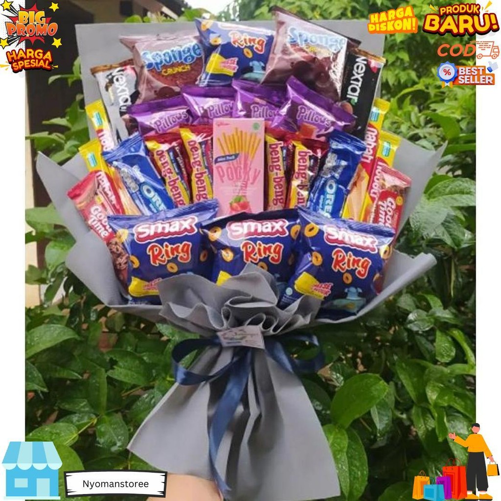 

(B) Buket Besar Keren Premium /Paket/Bingkisan Snack Ulang Tahun/Ultah/ Wisuda/Kado/Hadiah Promo Puncak