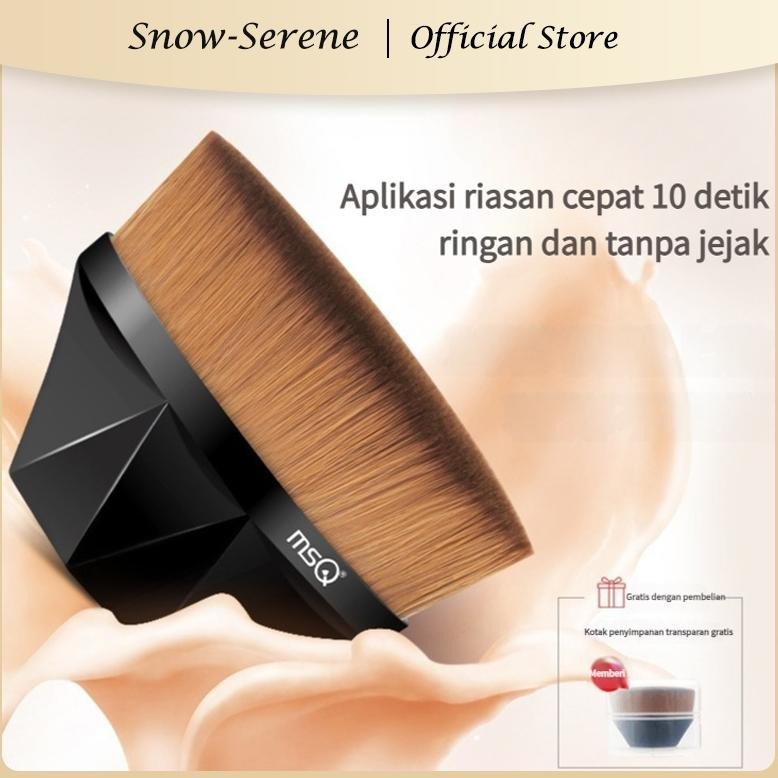 

baru snow-serene foundation brush kuas bedak profesional gagang pendek - makeup & lukis