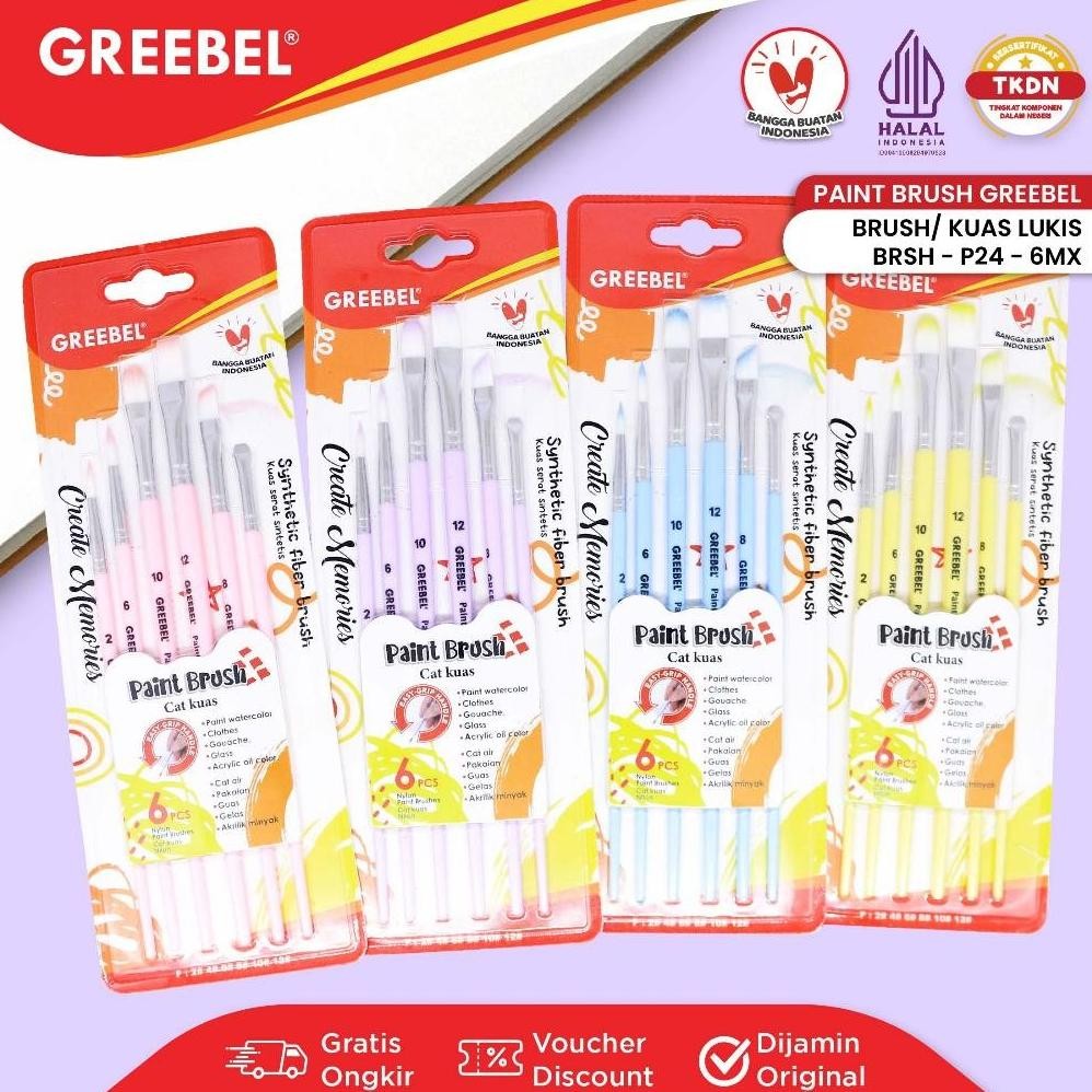 

baru greebel kuas lukis set 6 pcs brsh-p24-6mx | kuas cat air & akrilik