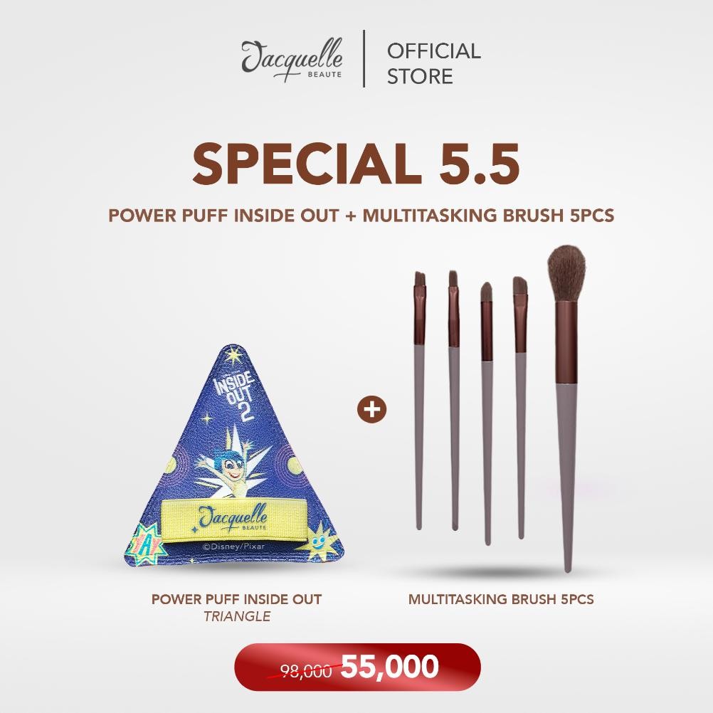 

baru jacquelle bundle 5.5 | power puff + kuas makeup 5 pcs earthy brown