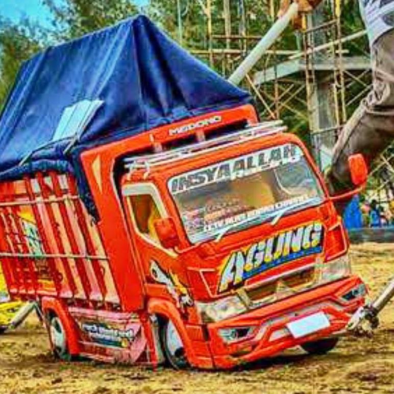 Promo Miniatur Truk Oleng Biru Full Lampu Terpal Siap Kirim