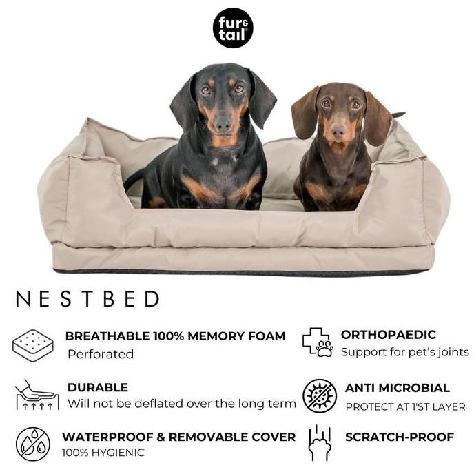 NEW Fur&Tail NESTBED Dog pet bed Bantal anjing waterproof. kasur anjing anti air. Dog Bed. orthopaed
