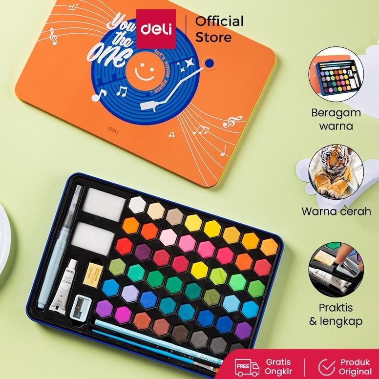 

Deli Solid Watercolor Paint / Set Cat Air Padat Warna Terang Dengan Kuas Air Otomatis 73936-X