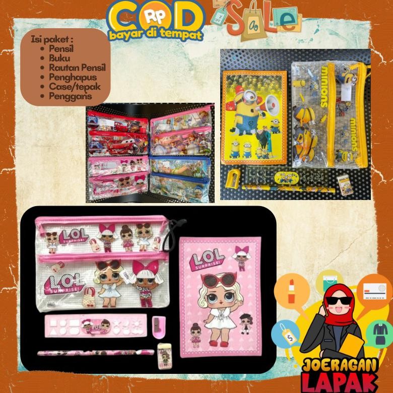 

Alat Tulis Set Lucu 6 In 1 Karekter Anak Buku Tepak Pensil Penggaris Rautan Penghapus Souvenir Hadiah Kado Ready