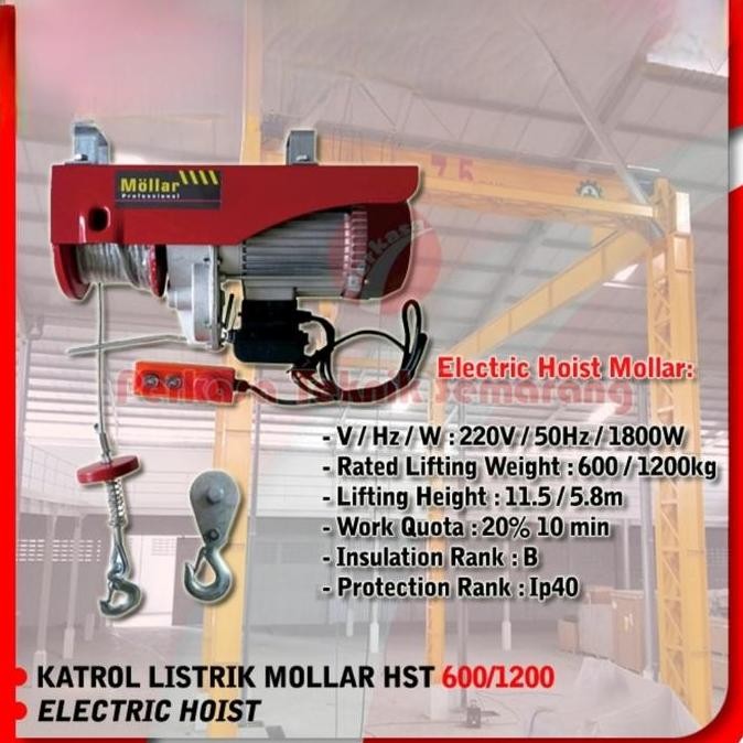 Electric hoist MOLLAR HST300/600 Katrol listrik 600kg Elektrik