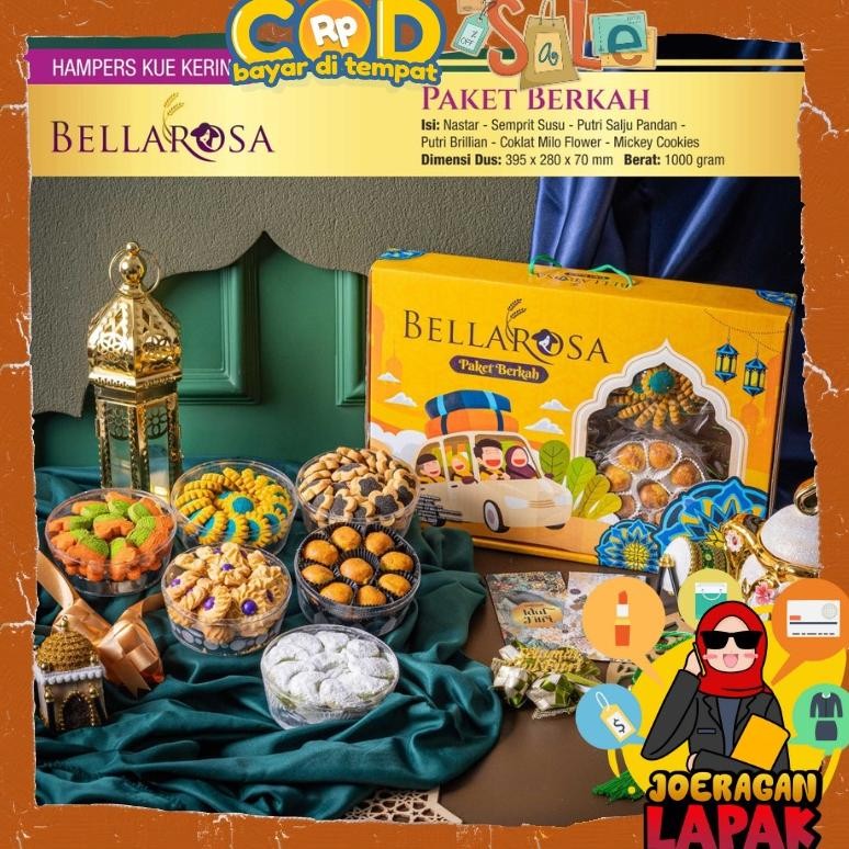 

Bellarosa Hampers Paket Berkah Platinum Kue Kering Gift Set Lebaran Suguhan Idul Fitri Nastar Putri Salju Semprit Hadiah Set Toples Stock