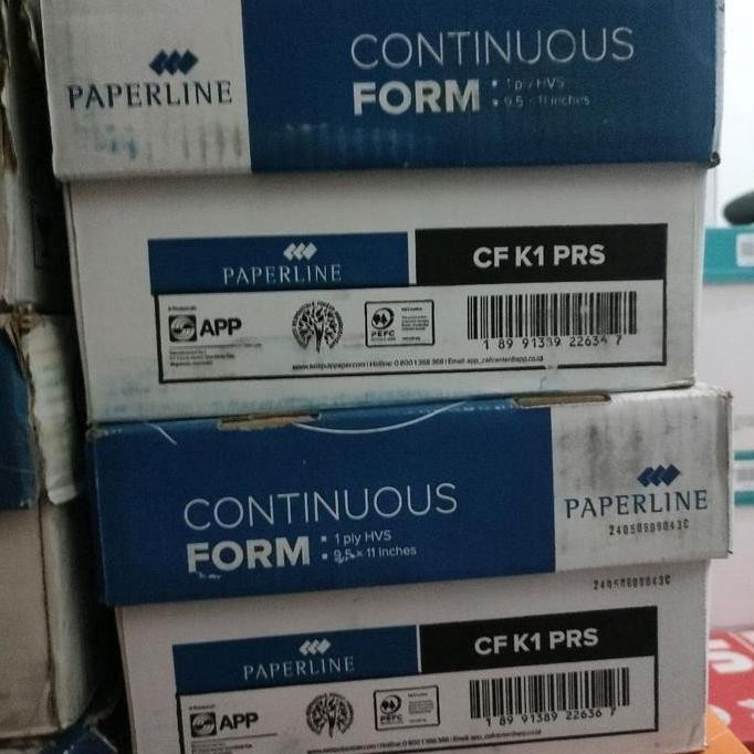 

BEBAS ONGKIR - kertas continuous form 1 ply 9 1/2 x 11 paperline, PRS BAGI DUA isi 2000 shet