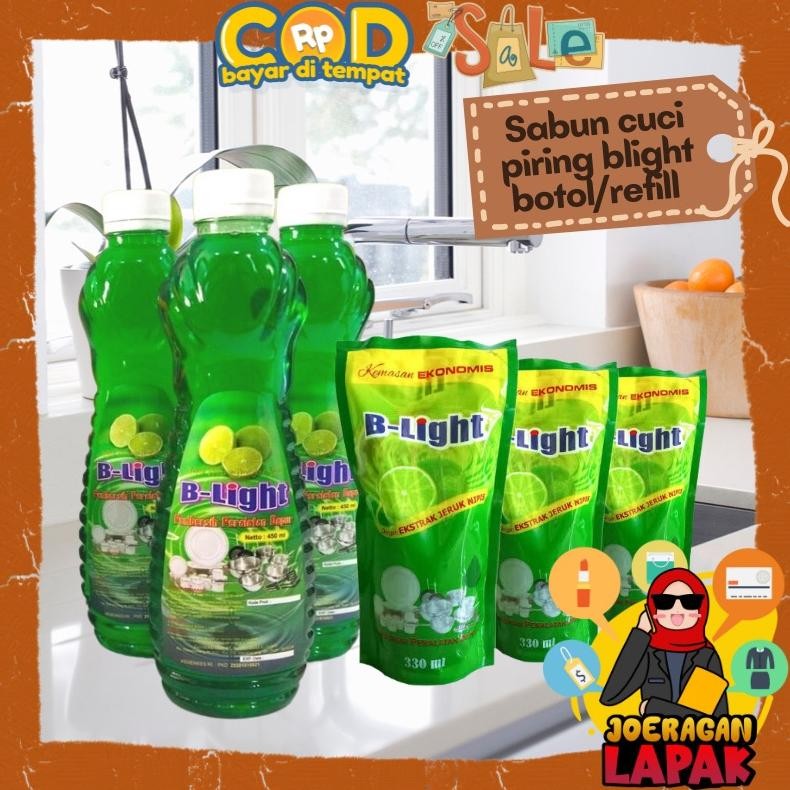 Sabun Cuci Piring B-Light 450 Ml 330 Mililiter Pembersih Alat Dapur Wangi Botol Refill Blight Viral